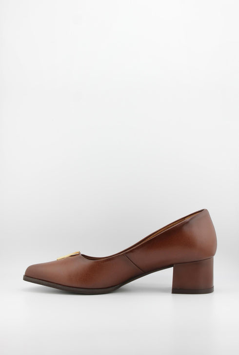 Ragazza Leather Block Heel Loafers with Embellishment